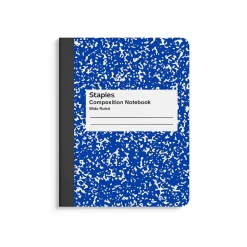 Staples⢠Composition Notebook, 7.5" x 9.75", Wide Ruled, 80 Sheets, Blue/White, 24 Notebooks/Carton (55ST063CT)