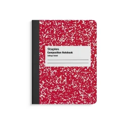 StaplesĀ® Composition Notebooks, 7.5" x 9.75", College Ruled, 100 Sheets, Assorted Colors, 4/Pack (ST58370)