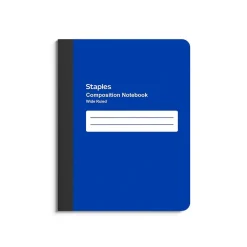 Staples® Composition Notebook, 7.5" x 9.75", Wide Ruled, 80 Sheets, Assorted Colors (ST54890)