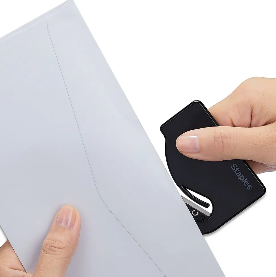 Staples Concealed Blade Letter Opener, Black, 2/Pack (18006-CC)
