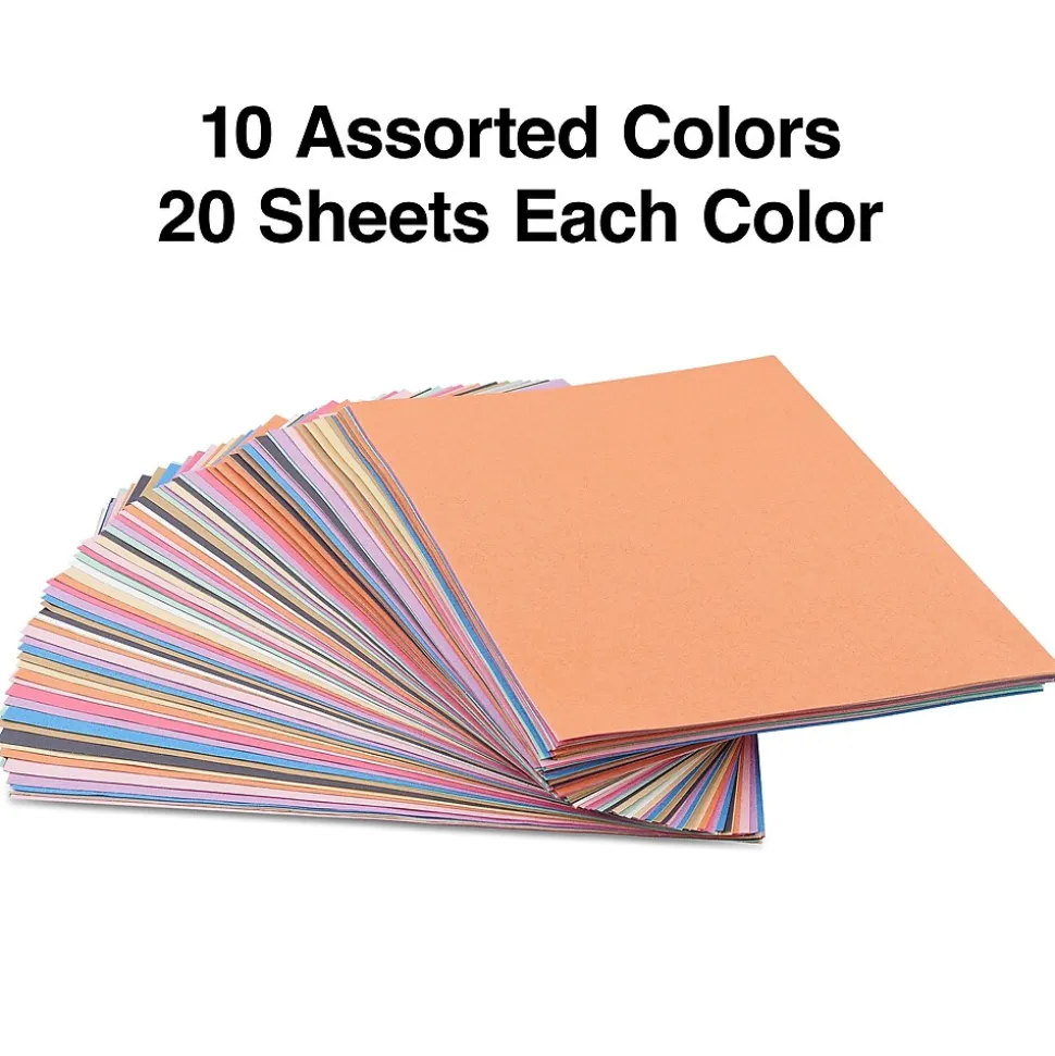Staples Construction Paper, 9"W x 12"L, Assorted, 200/Pack (23104)