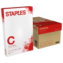 Staples Copy Paper, 11" x 17", 20 lbs., White, 500 Sheets/Ream, 5 Reams/Carton (512215)