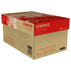 Staples Copy Paper, 11" x 17", 20 lbs., White, 500 Sheets/Ream, 5 Reams/Carton (512215)