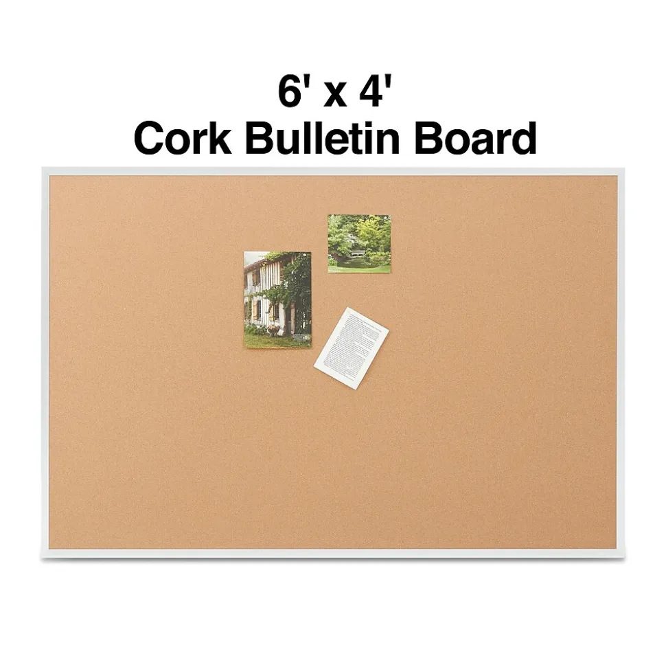 Staples Cork Bulletin Board, Aluminum Frame, 6'W x 4'H (28317-CC)