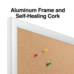 Staples Cork Bulletin Board, Aluminum Frame, 6'W x 4'H (28317-CC)