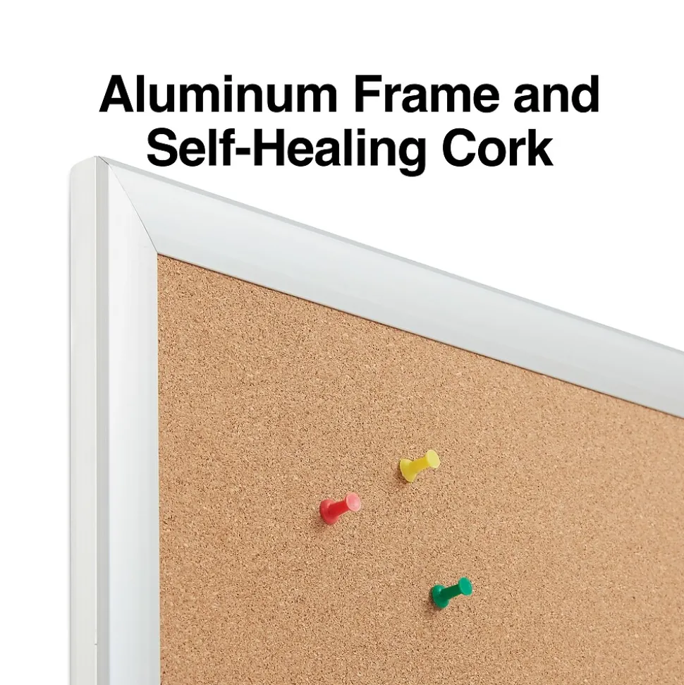 Staples Cork Bulletin Board, Aluminum Frame, 6'W x 4'H (28317-CC)