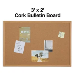 Staples Cork Bulletin Board, Oak Frame, 3'W x 2'H (28336-CC)