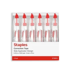 Staples Correction Tape, White, 6/Pack (ST59819)