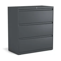 Staples 3-Drawer Lateral File Cabinet, Letter/Legal Size, Lockable, 40.25"H x 36"W x 18.63"D, Charcoal (60947/20885)