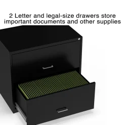 Staples 2-Drawer Lateral File Cabinet, Letter/Legal Size, Lockable, 27.3