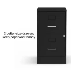 Staples 2-Drawer Light Duty Vertical File Cabinet, Locking, Letter, Black, 18"D (52142)