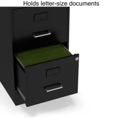 Staples 2-Drawer Light Duty Vertical File Cabinet, Locking, Letter, Black, 18