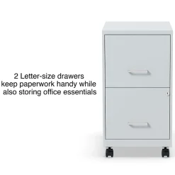 Staples 2-Drawer Mobile Vertical File Cabinet, Letter Size, Lockable, 26.3"H x 14.3"W x 18.9"D, Gray (ST60053-CC)