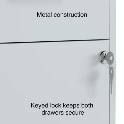 Staples 2-Drawer Mobile Vertical File Cabinet, Letter Size, Lockable, 26.3