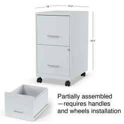 Staples 2-Drawer Mobile Vertical File Cabinet, Letter Size, Lockable, 26.3