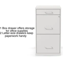 Staples 3-Drawer Mobile Vertical File Cabinet, Letter Size, Lockable, 26.9"H x 14.3"W x 18.9"D, White (ST52144-CC)