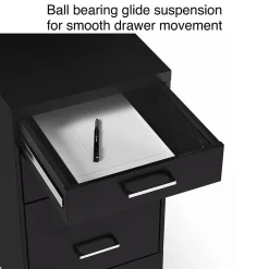 Staples 3-Drawer Mobile Vertical File Cabinet, Letter Size, Lockable, 25.7