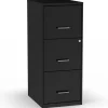 Staples 3-Drawer Vertical File Cabinet, Letter Size, Lockable, 34.9"H x 14.3"W x 18.9"D, Black (ST52151-CC)