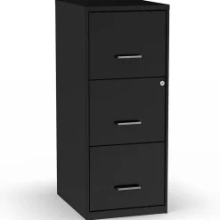 Staples 3-Drawer Vertical File Cabinet, Letter Size, Lockable, 34.9"H x 14.3"W x 18.9"D, Black (ST52151-CC)