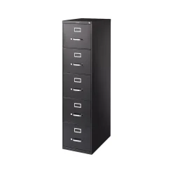 Staples 5-Drawer Vertical File Cabinet, Letter Size, Lockable, 61.38"H x 15"W x 26.5"D, Black (59589/25432)