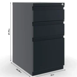 Staples 3-Drawer Vertical File Cabinet, Locking, Letter, Black, 19.88