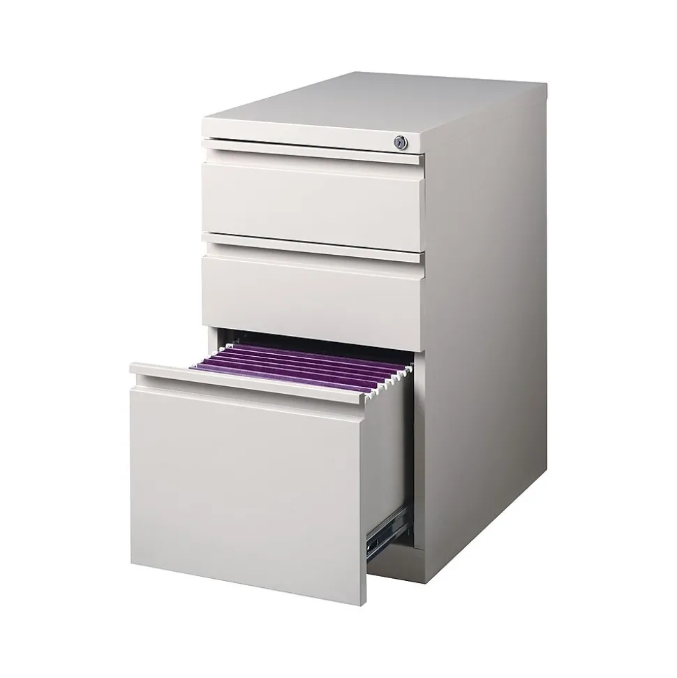 Staples 3-Drawer Vertical File Cabinet, Locking, Letter, Putty/Beige, 22.88"D (25168D)