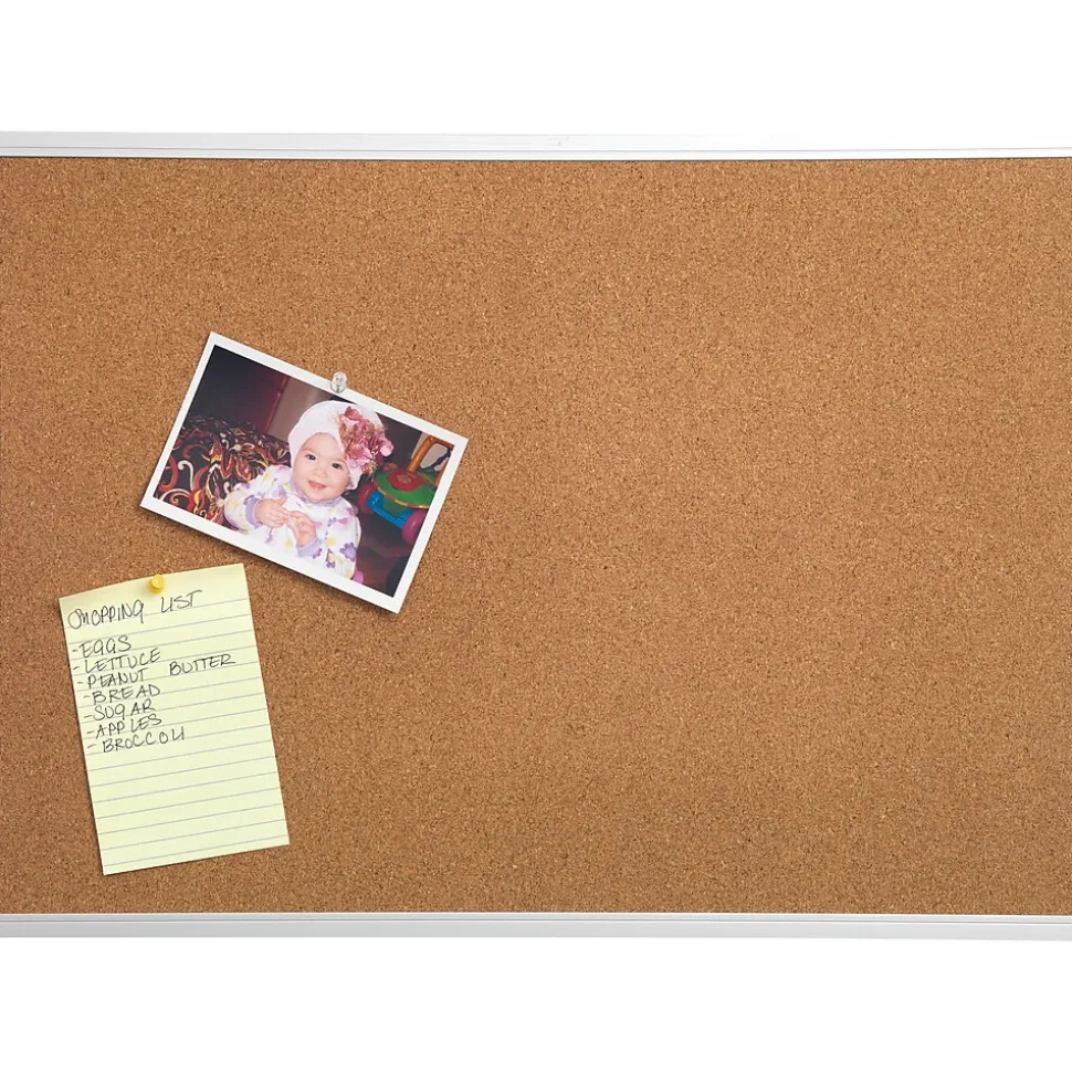 Staples Durable Cork Bulletin Board, Aluminum Frame, 17" x 23" (85112B-PL/43800)