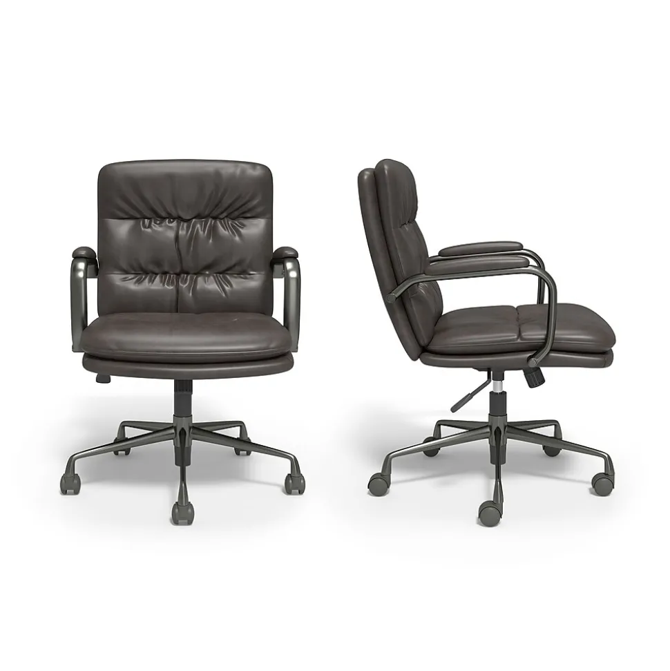 Staples® Ellsworth Leather Swivel Manager Chair, Gray (95115)