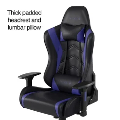 Staples Emerge Vartan Bonded Leather Ergonomic Gaming Chair, Black/Blue (53242V)