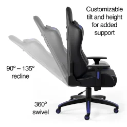 Staples Emerge Vartan Bonded Leather Ergonomic Gaming Chair, Black/Blue (53242V)