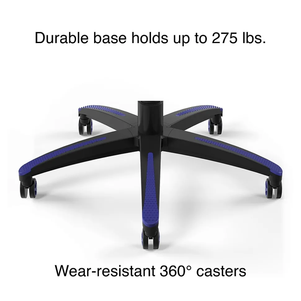 Staples Emerge Vartan Bonded Leather Ergonomic Gaming Chair, Black/Blue (53242V)