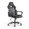 Staples Emerge Vector Luxura Faux Leather Gaming Chair, Black & Gray (61108)