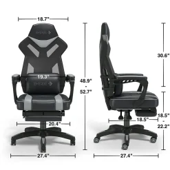 Staples Emerge Vomax Bonded Leather Ergonomic Gaming Chair, Black/Gray (61364)