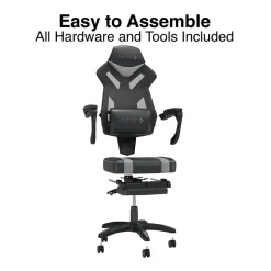 Staples Emerge Vomax Bonded Leather Ergonomic Gaming Chair, Black/Gray (61364)