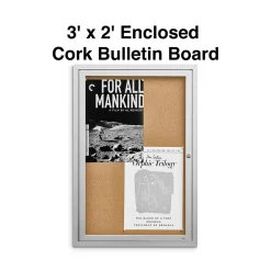Staples Enclosed Cork Display Board, Aluminum Frame, 3' x 2' (ST61261)