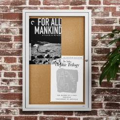 Staples Enclosed Cork Display Board, Aluminum Frame, 3' x 2' (ST61261)