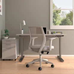 Staples Essentials Ergonomic Fabric Swivel Task Chair, Gray (UN58149)