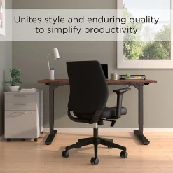 Staples® Essentials Ergonomic Fabric Swivel Task Chair, Black (UN59380)