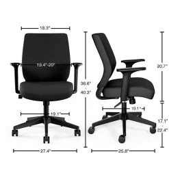 Staples® Essentials Ergonomic Fabric Swivel Task Chair, Black (UN59380)