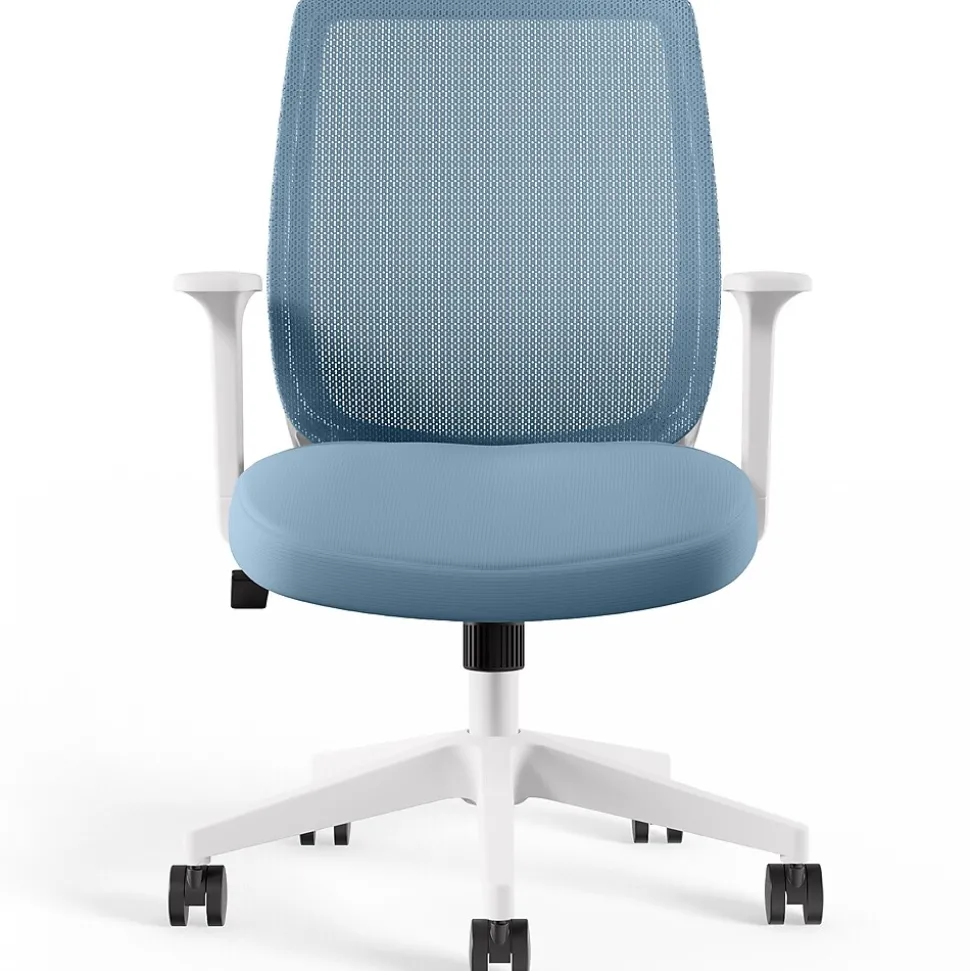 Staples Essentials Ergonomic Fabric Swivel Task Chair, Seafoam (UN60409)