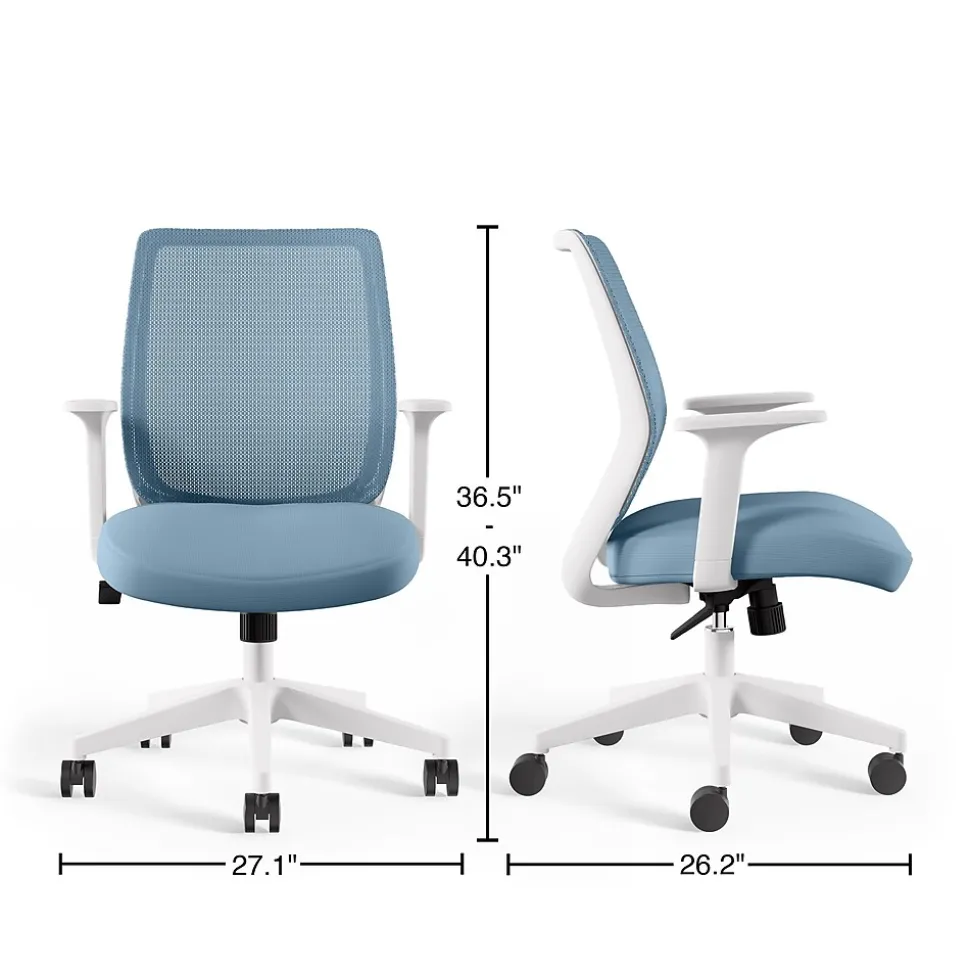 Staples Essentials Ergonomic Fabric Swivel Task Chair, Seafoam (UN60409)