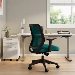 Staples Essentials Ergonomic Fabric Swivel Task Chair, Teal (UN60410)