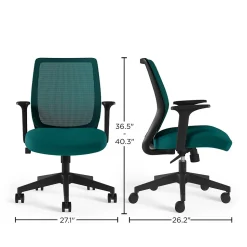 Staples Essentials Ergonomic Fabric Swivel Task Chair, Teal (UN60410)