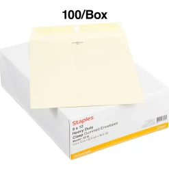 Staples Extra-Heavyweight Clasp & Moistenable Glue Catalog Envelopes, 9