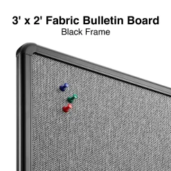 Staples Fabric Bulletin Board, Black Frame, 3' x 2' (ST61263)