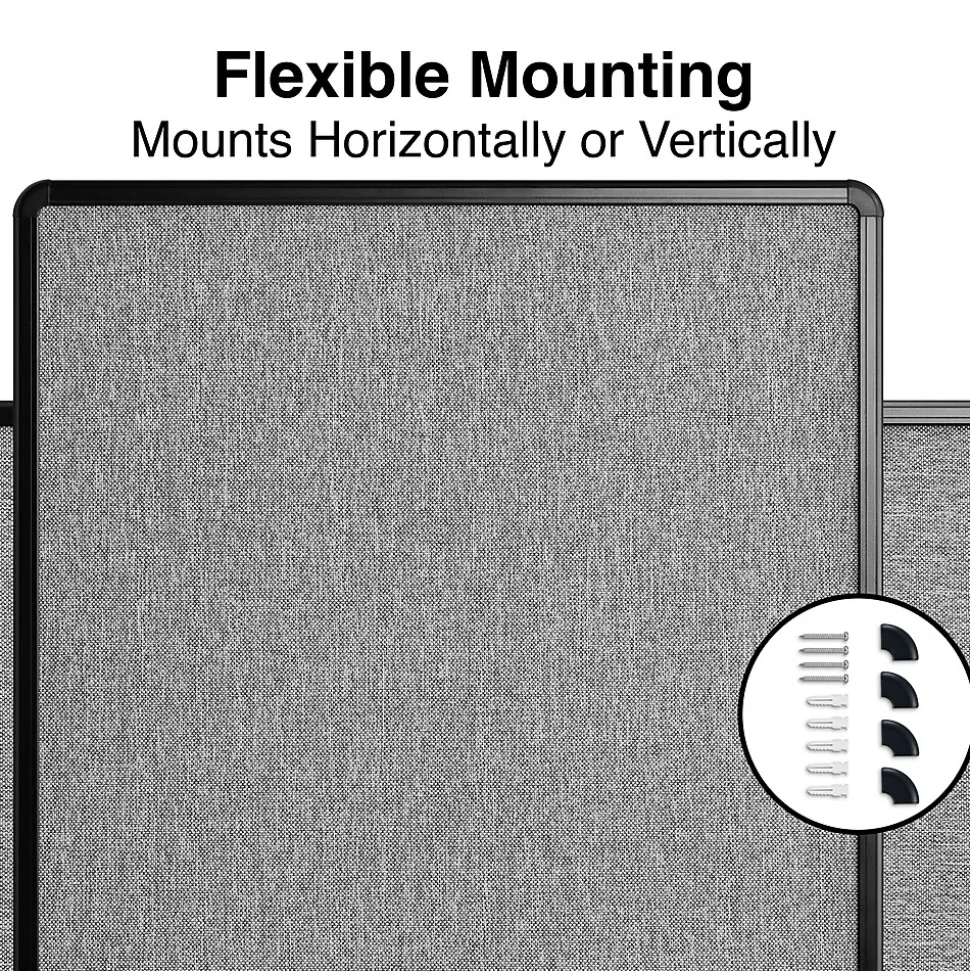 Staples Fabric Bulletin Board, Black Frame, 3' x 2' (ST61263)