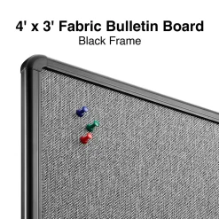 Staples Fabric Bulletin Board, Black Frame, 4' x 3' (ST61264)