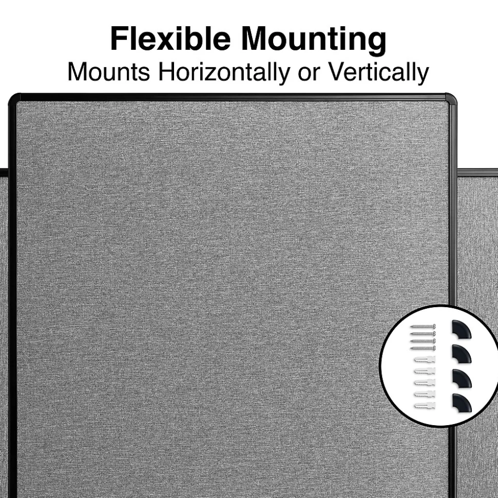 Staples Fabric Bulletin Board, Black Frame, 4' x 3' (ST61264)