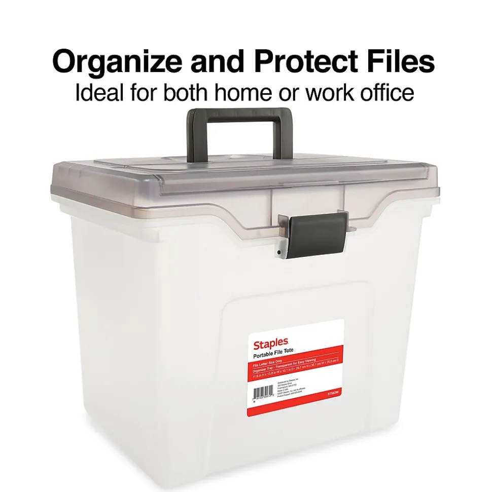 Staples File Box File Portable Tote, Letter Size, Clear (140165/111112)