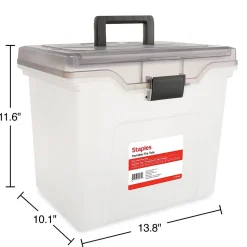 Staples File Box File Portable Tote, Letter Size, Clear (140165/111112)